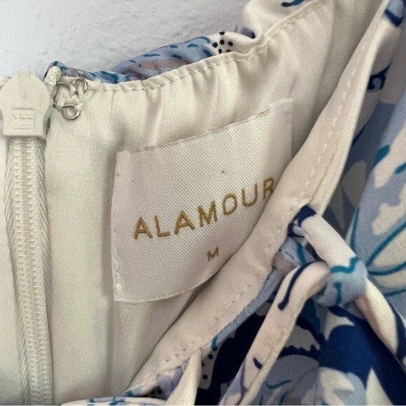 Alamour The Label Blue Floral Lace Front Mini Dress - M - Picture 9 of 10